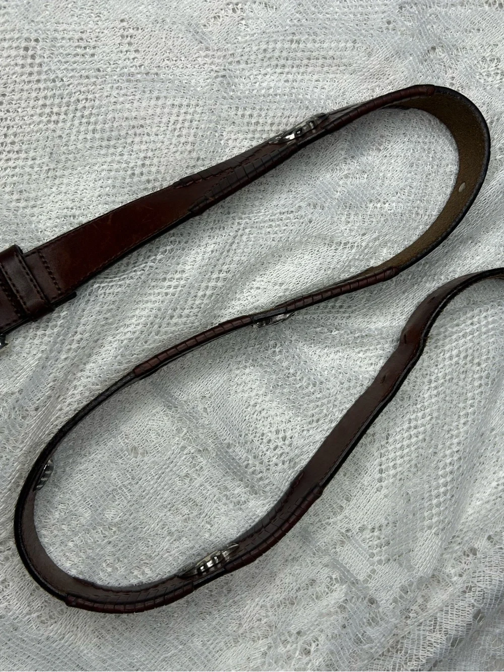 Brighton men's brown leather belt with silver fish accents